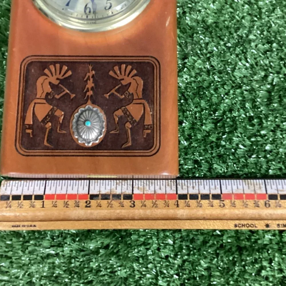 Southwestern Kokopelli Desk Clock Conche Detail